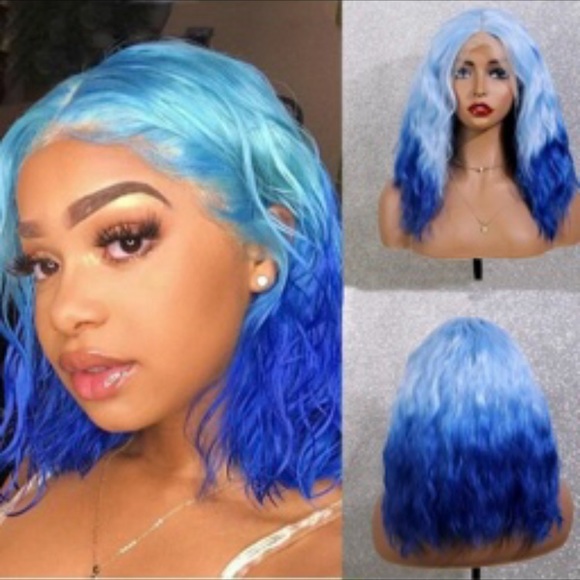 Blue ombré colored bob lace front wig *NEW* main image 6
